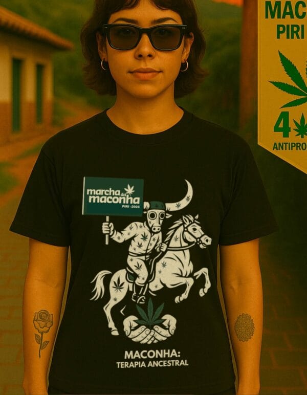 Camiseta Marcha de Piri 2025 - Baby Look - Preta
